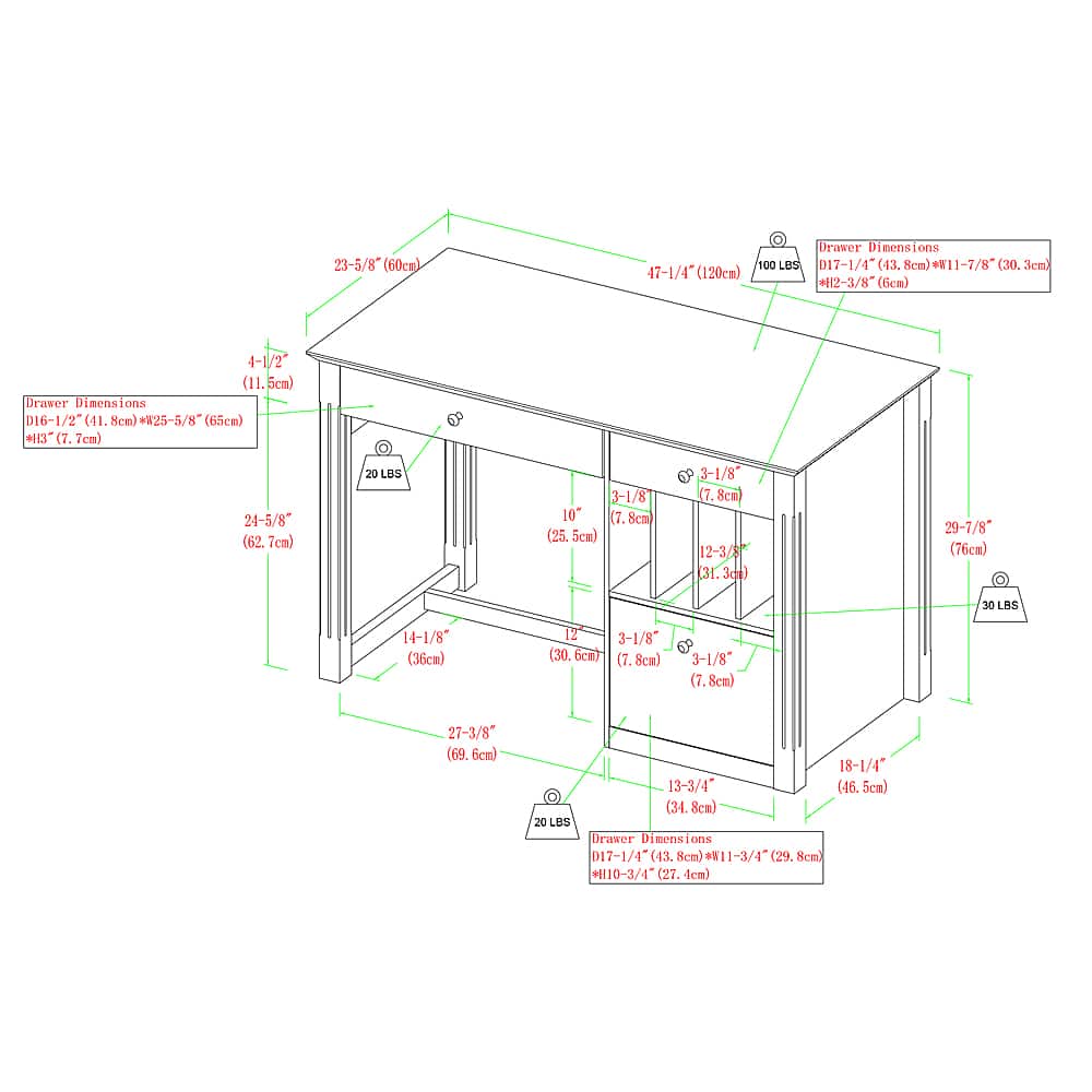 Alt View 18. Walker Edison - 48" Modern Wood Computer Desk With File Storage - White.