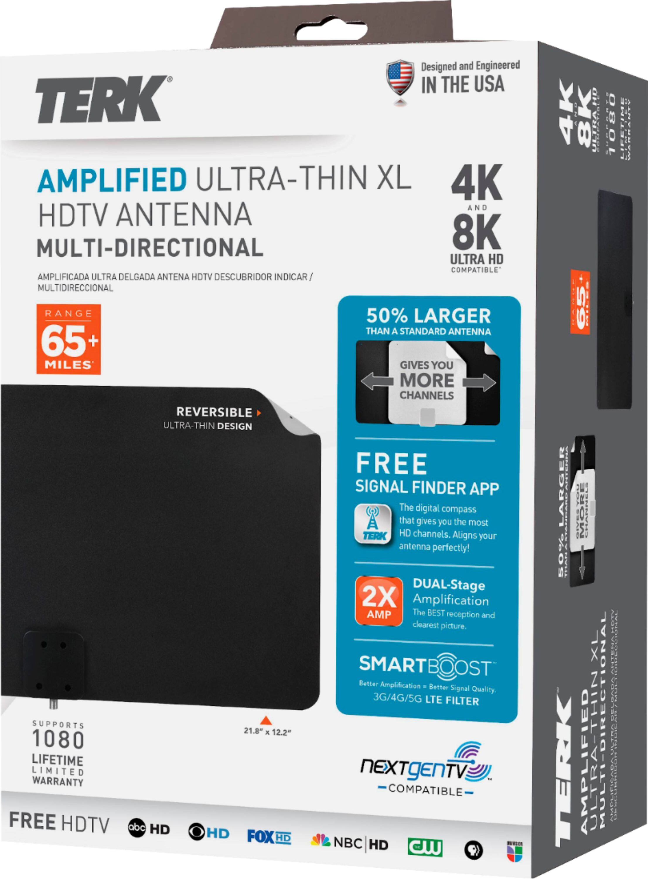 Alt View 11. TERK - Amplified Multi-Directional Ultra-Thin XL HDTV Antenna - Reversible for Black or White.