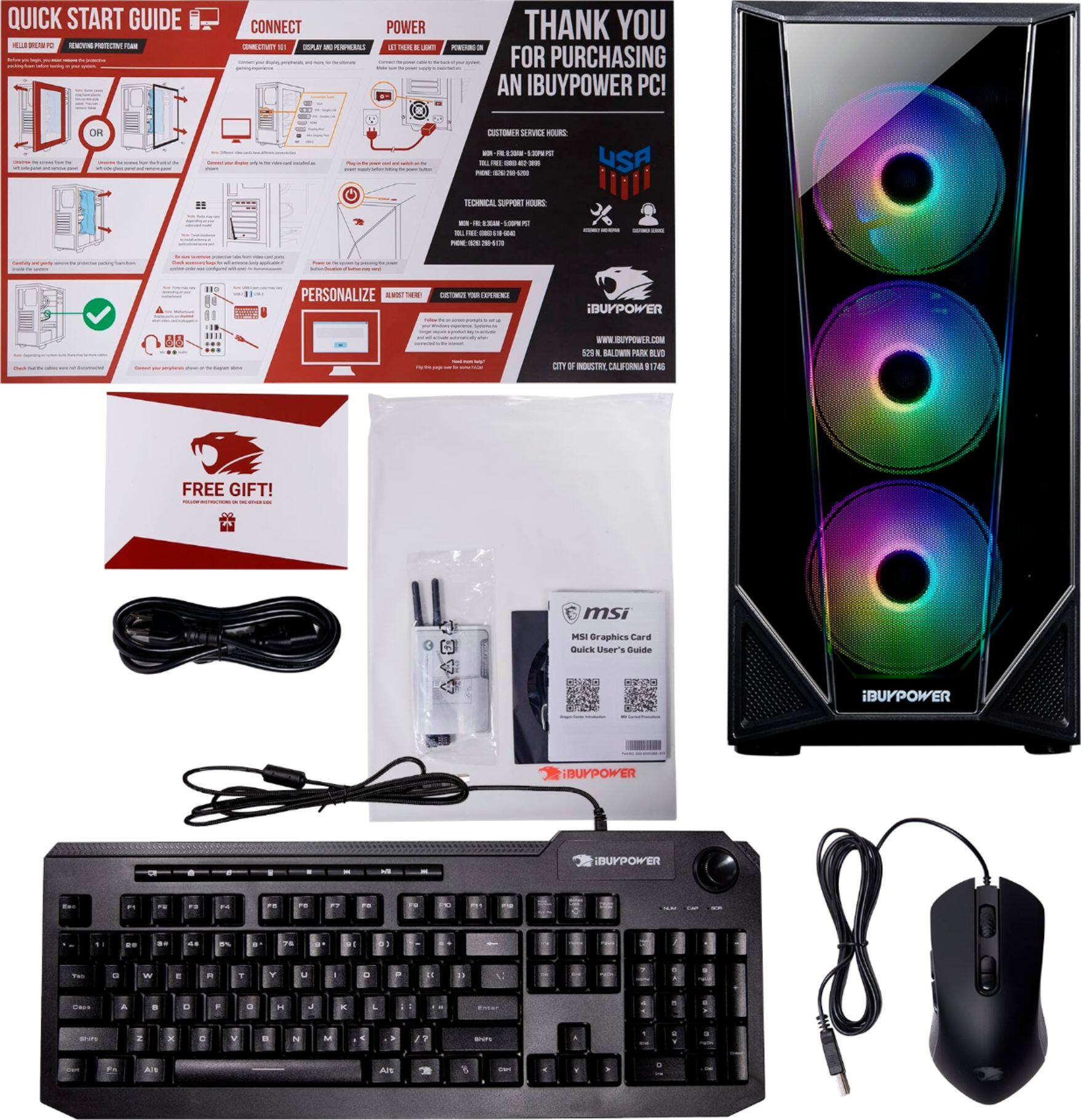 Back View: iBUYPOWER - Element MR Gaming Desktop - Intel i7 11700F - 16GB Memory - NVIDIA GTX 1660Ti 6GB  - 240GB SSD + 1TB HDD