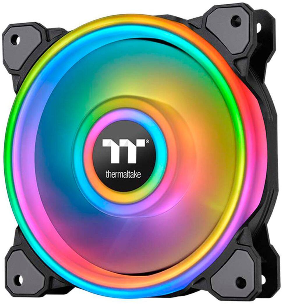 Alt View 11. Thermaltake - Riing Quad 120mm 16.8 Million RGB Color 4 Light Rings 54 Addressable LED 9 Blades Hydraulic Bearing Case Fan (3-Pack) - Black.