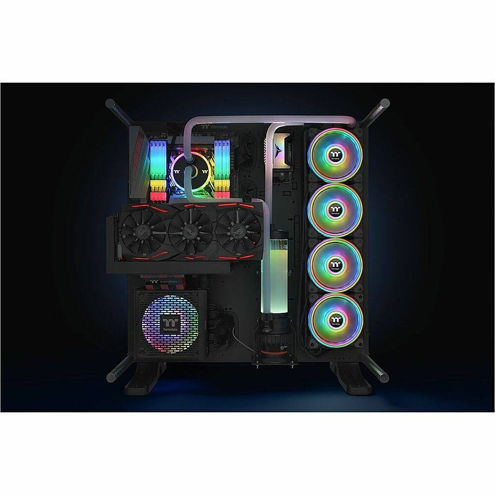 Alt View 27. Thermaltake - Riing Quad 14 RGB Cooling Fan (3-Pack) - Black.