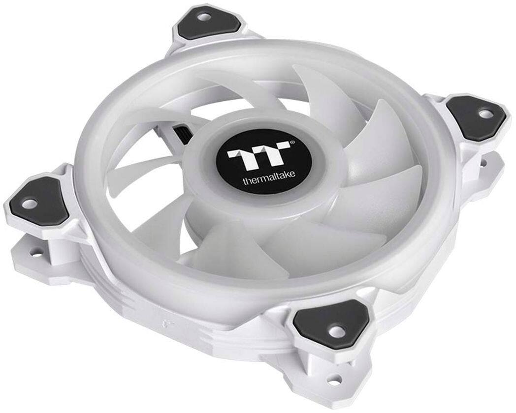 Alt View 12. Thermaltake - Riing Quad 120mm 16.8M RGB Color 4 Light Rings 54 Addressable LED 9 Blades Hydraulic Bearing Case Fan (3-Pack) - White.