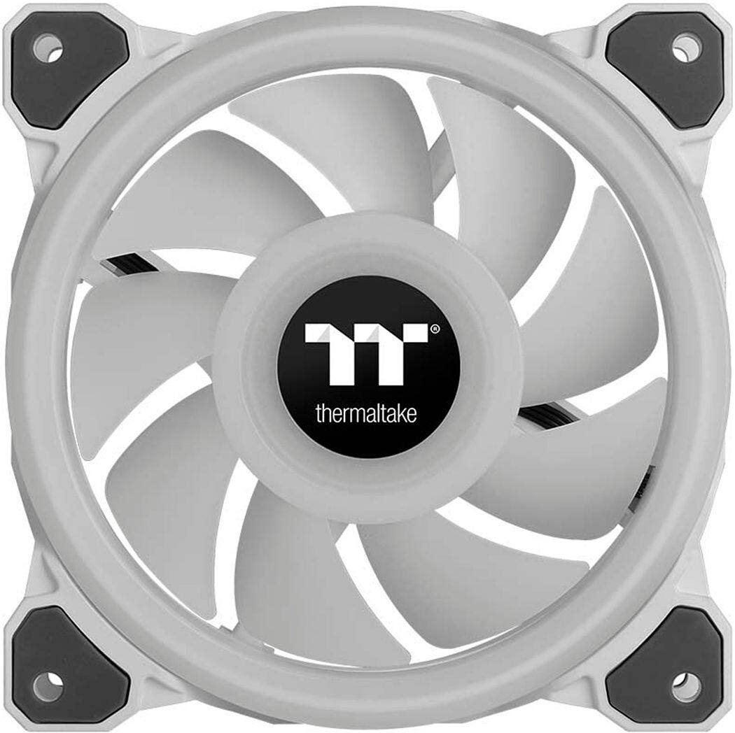 Alt View 13. Thermaltake - Riing Quad 120mm 16.8M RGB Color 4 Light Rings 54 Addressable LED 9 Blades Hydraulic Bearing Case Fan (3-Pack) - White.