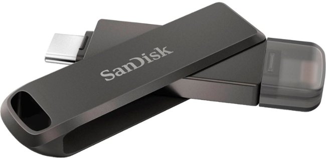 SanDisk - 256GB iXpand Phone Drive Luxe for iPhone Lightning and Type-C Devices - Black_1