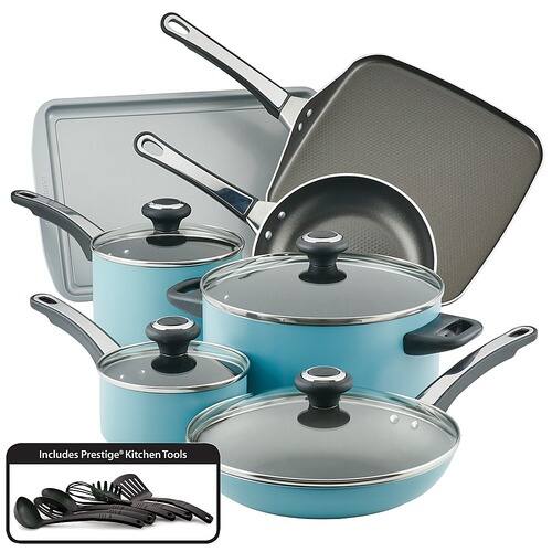 UPC 631899219268 product image for Farberware - High Performance 17-Piece Cookware Set - Aqua | upcitemdb.com