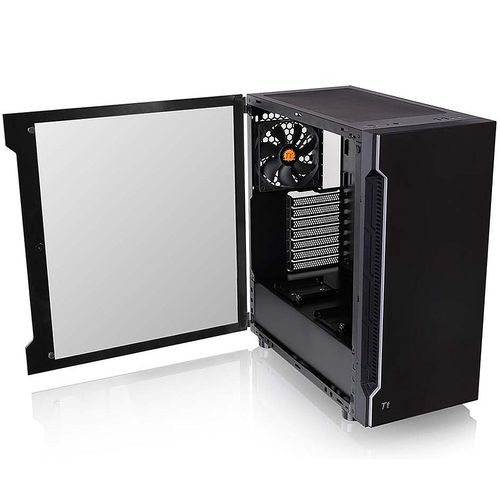 Thermaltake - H200 Tempered Glass RGB Light Strip ATX Mid Tower Case with One 120mm Rear Fan Pre-Installed - Black