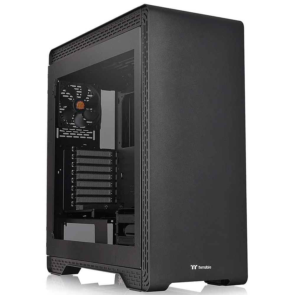 Thermaltake - S500 Tempered Glass ATX Mid-Tower Computer Case with 140mm Front Fan + 120mm Rear Fan Pre-Installed - Black