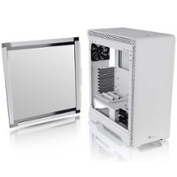 Thermaltake - S500 Tempered Glass Snow Edition ATX Mid-Tower Computer Case with 140mm Front Fan + 120mm Rear Fan - Snow - Front_Zoom