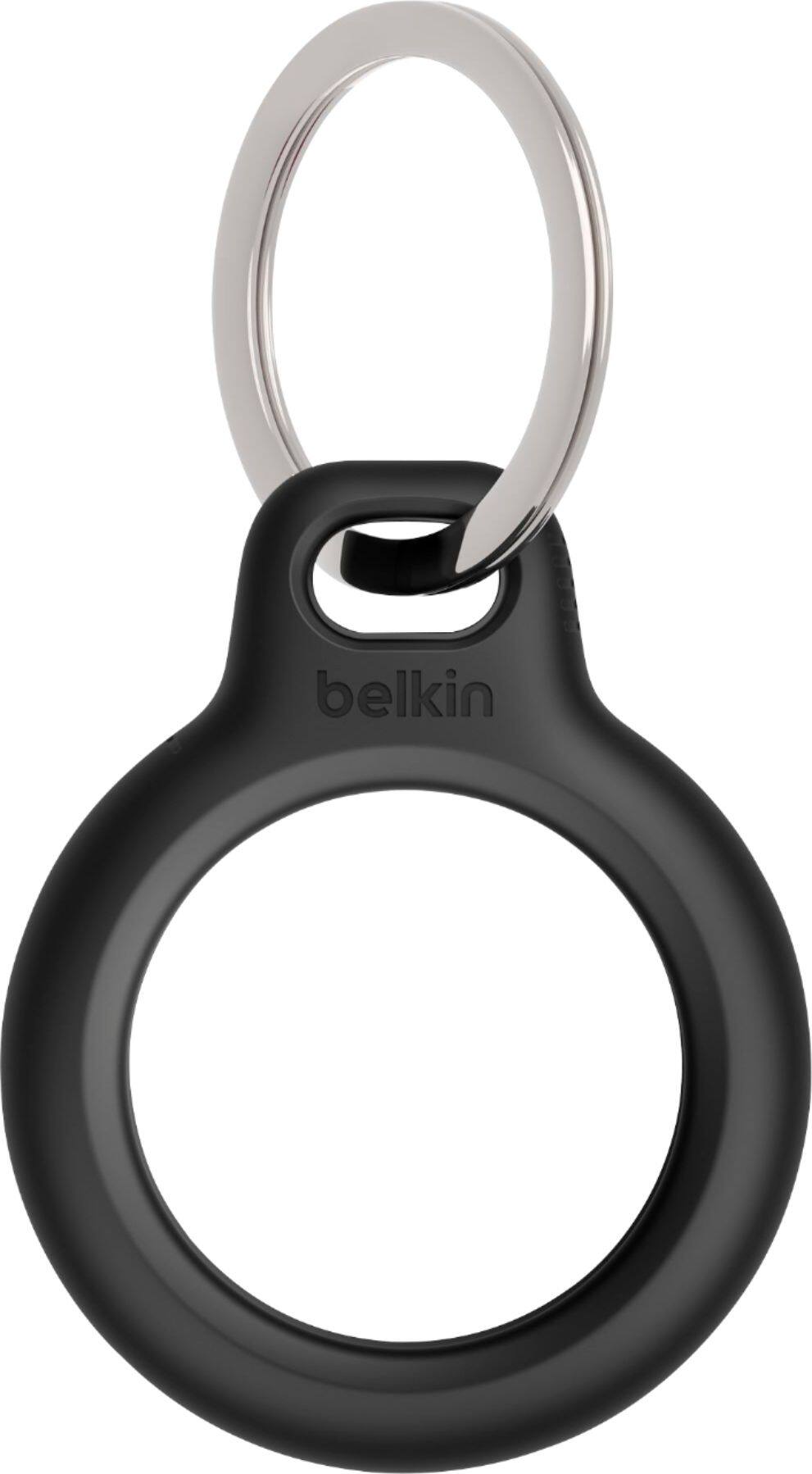 Front. Belkin - Secure Holder with Key Ring for Apple Airtag - Black.