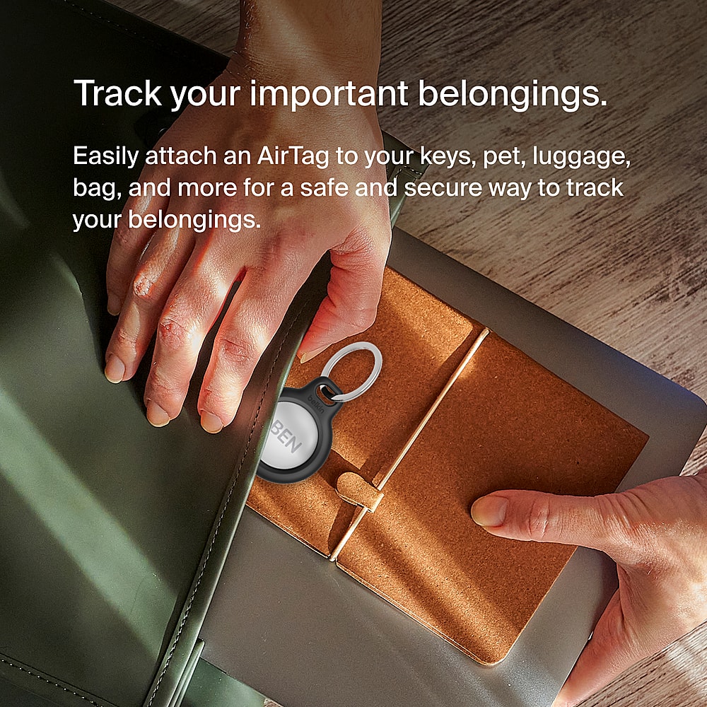 Track your important belongings. Easily attach an AirTag to your keys, pet, luggage, bag, and more for a safe and secure way to track your belongings.