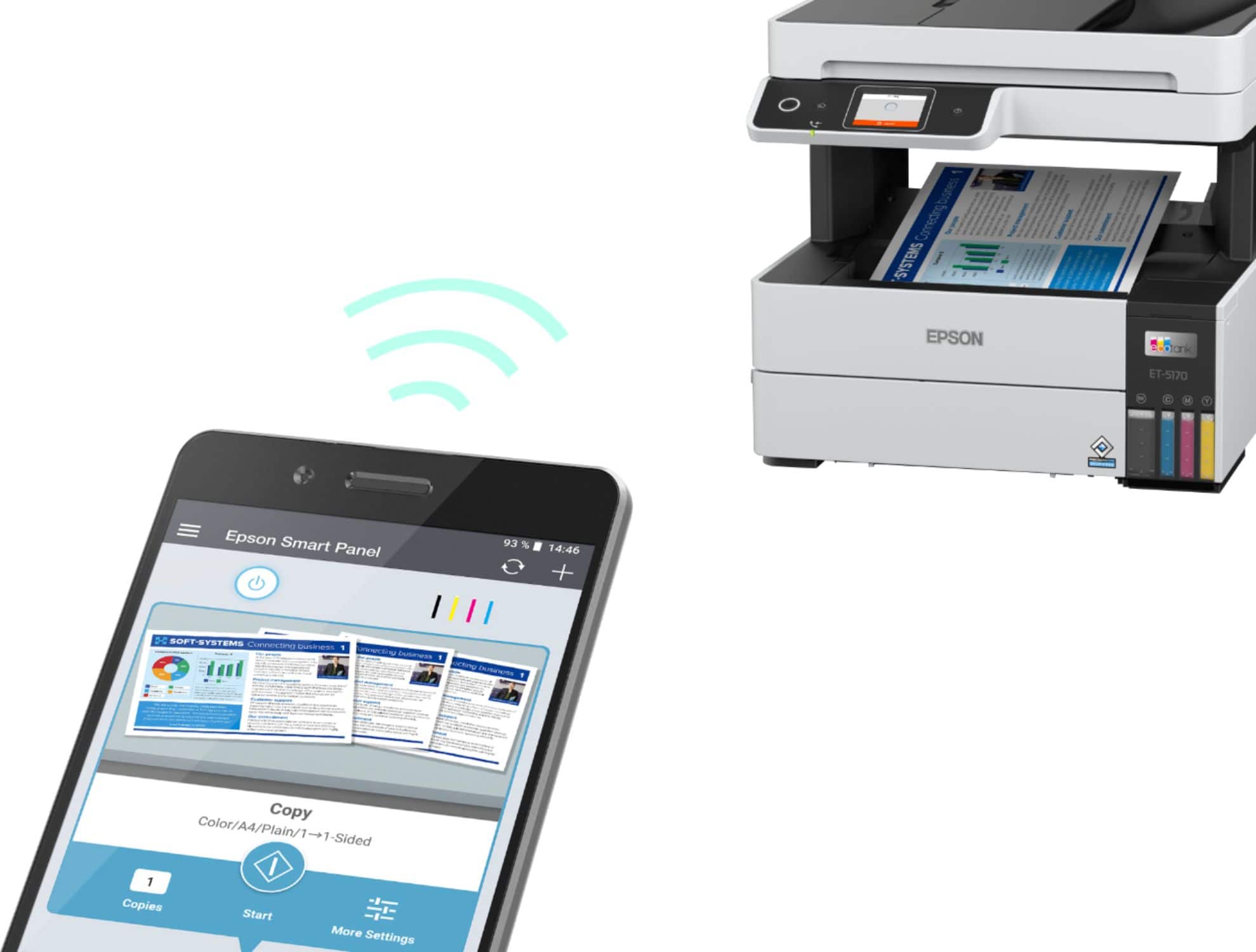 Alt View 20. Epson - EcoTank Pro ET-5170 Wireless All-in-One Supertank Printer - White.