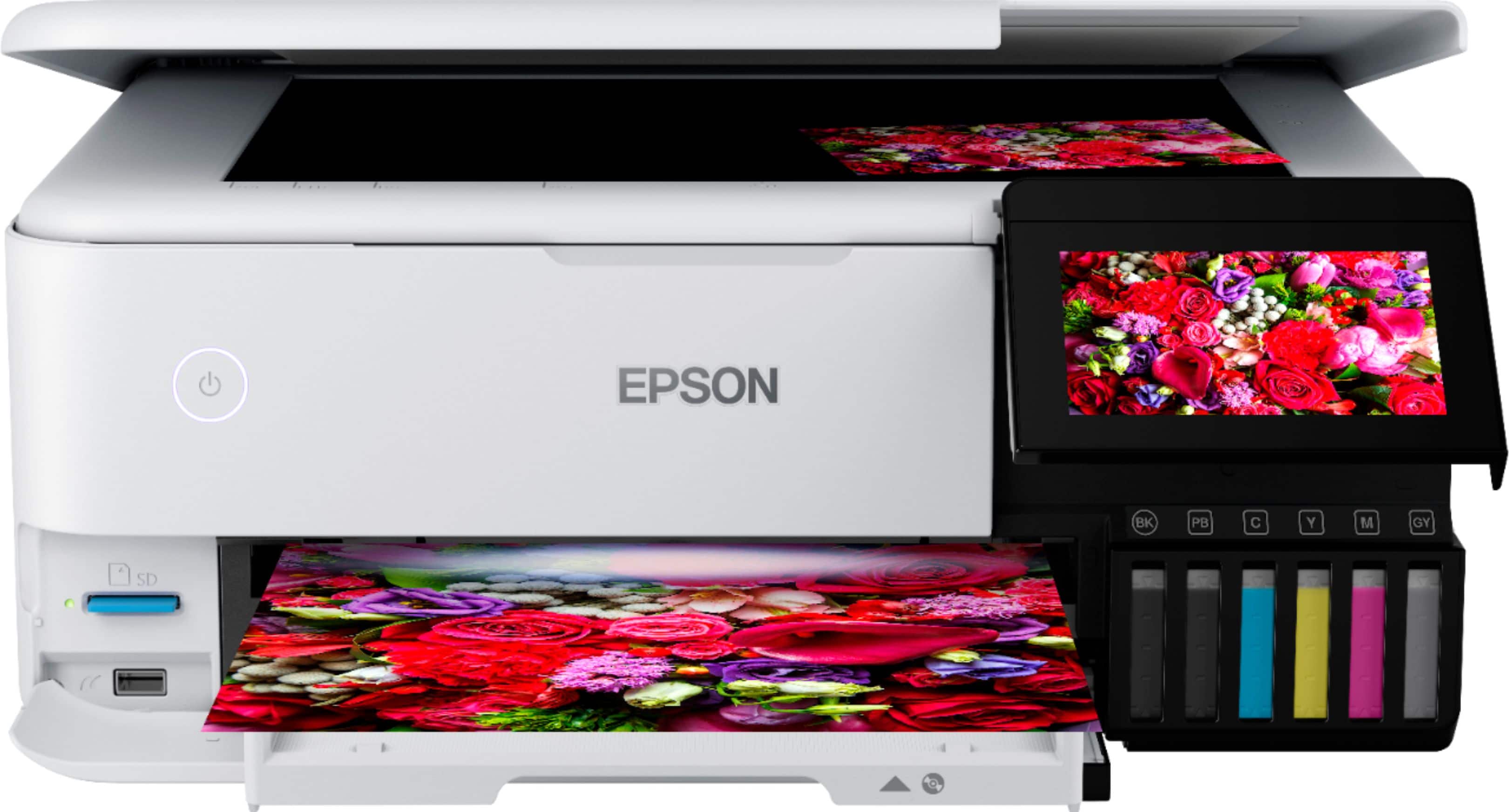 Alt View 13. Epson - EcoTank® Photo ET-8500 Wireless Color All-in-One Supertank Printer - White.