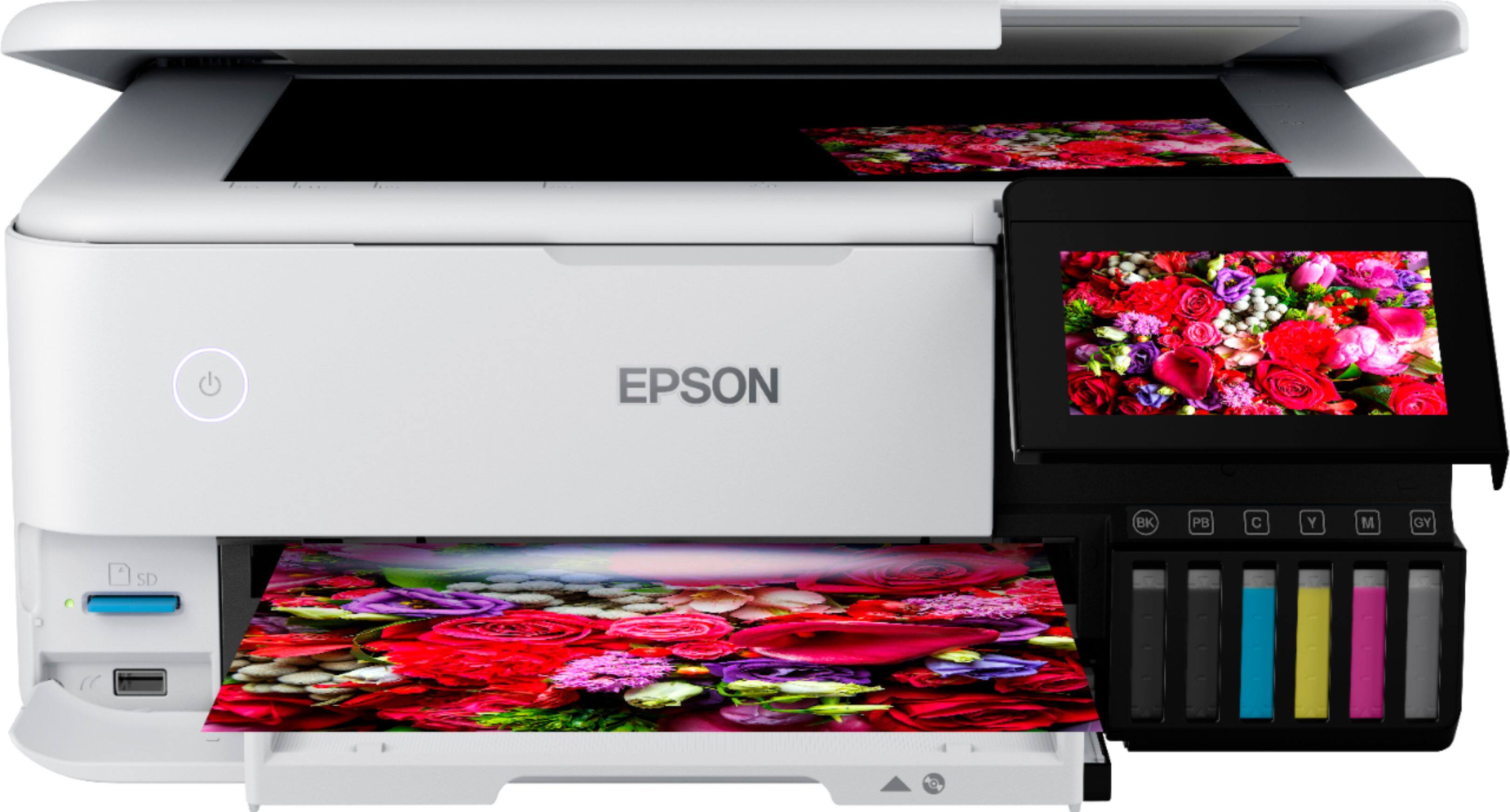 Alt View 13. Epson - EcoTank® Photo ET-8500 Wireless Color All-in-One Supertank Printer - White.