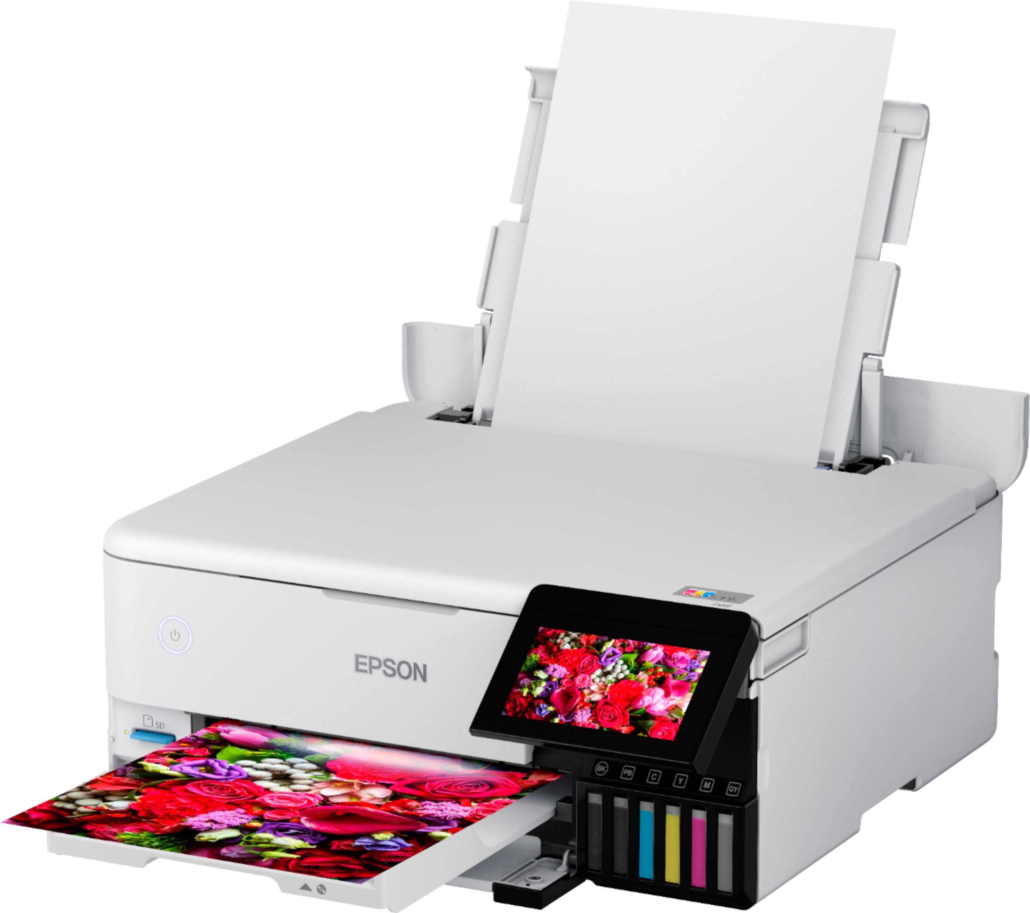 Alt View 15. Epson - EcoTank® Photo ET-8500 Wireless Color All-in-One Supertank Printer - White.