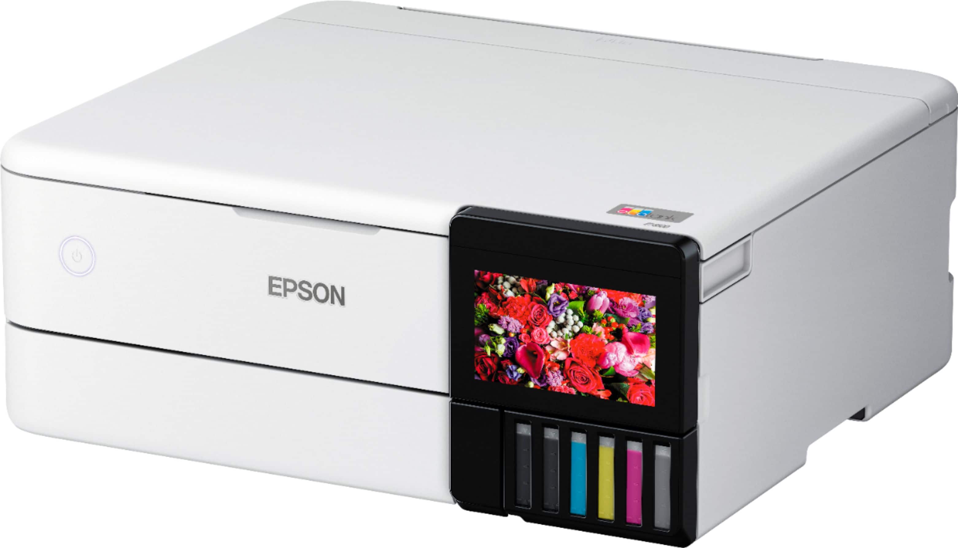 Alt View 16. Epson - EcoTank® Photo ET-8500 Wireless Color All-in-One Supertank Printer - White.