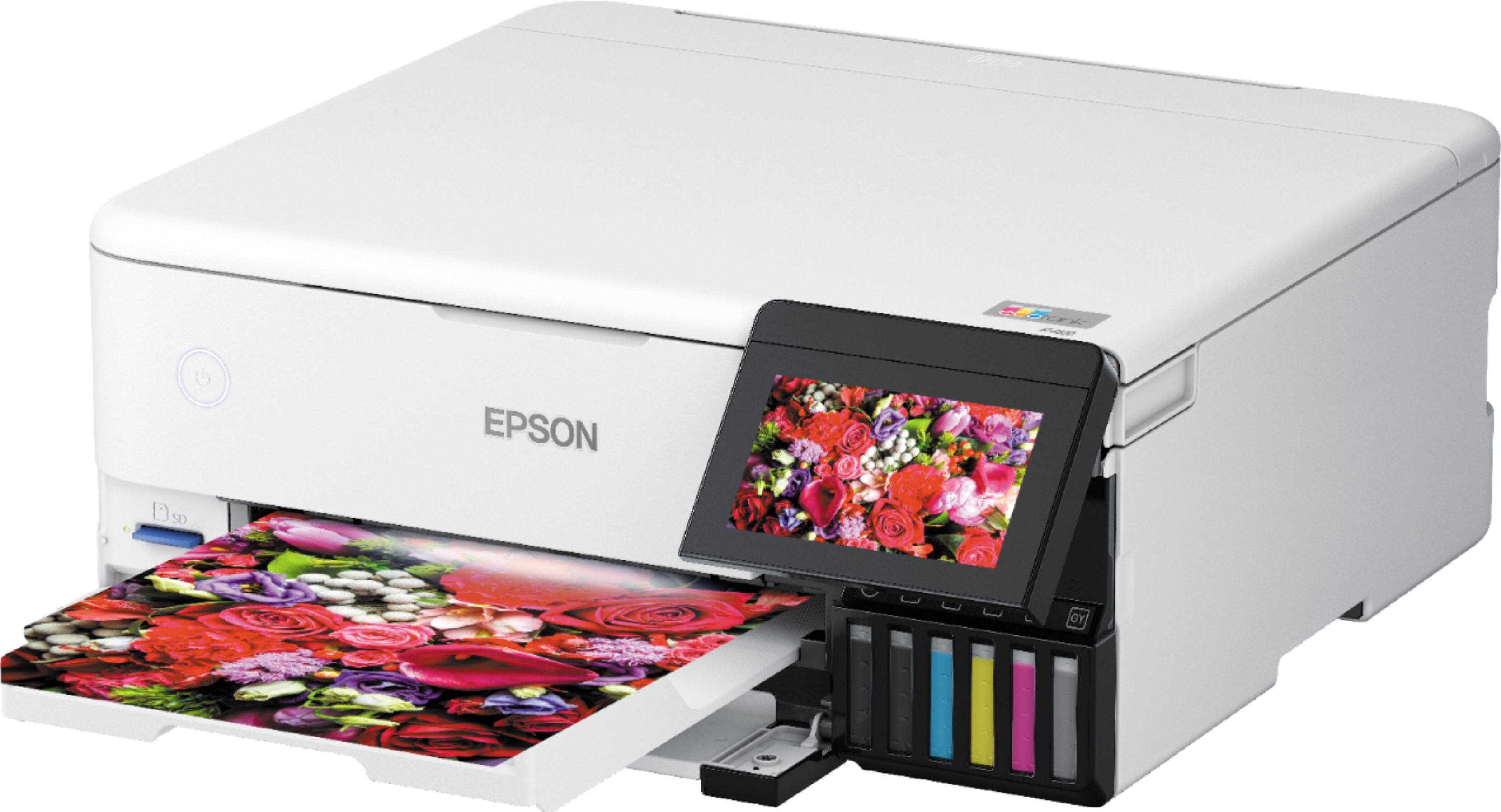Alt View 17. Epson - EcoTank® Photo ET-8500 Wireless Color All-in-One Supertank Printer - White.