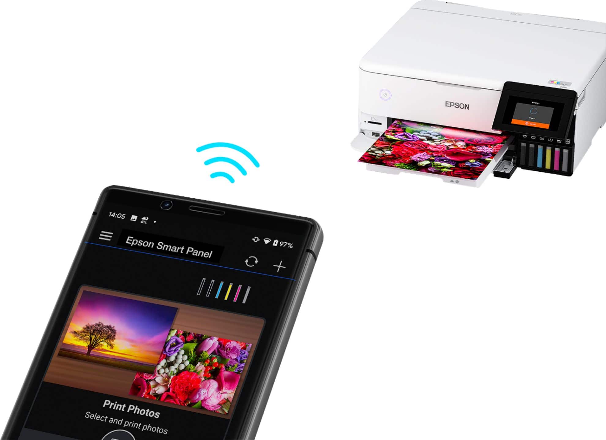 Alt View 20. Epson - EcoTank® Photo ET-8500 Wireless Color All-in-One Supertank Printer - White.