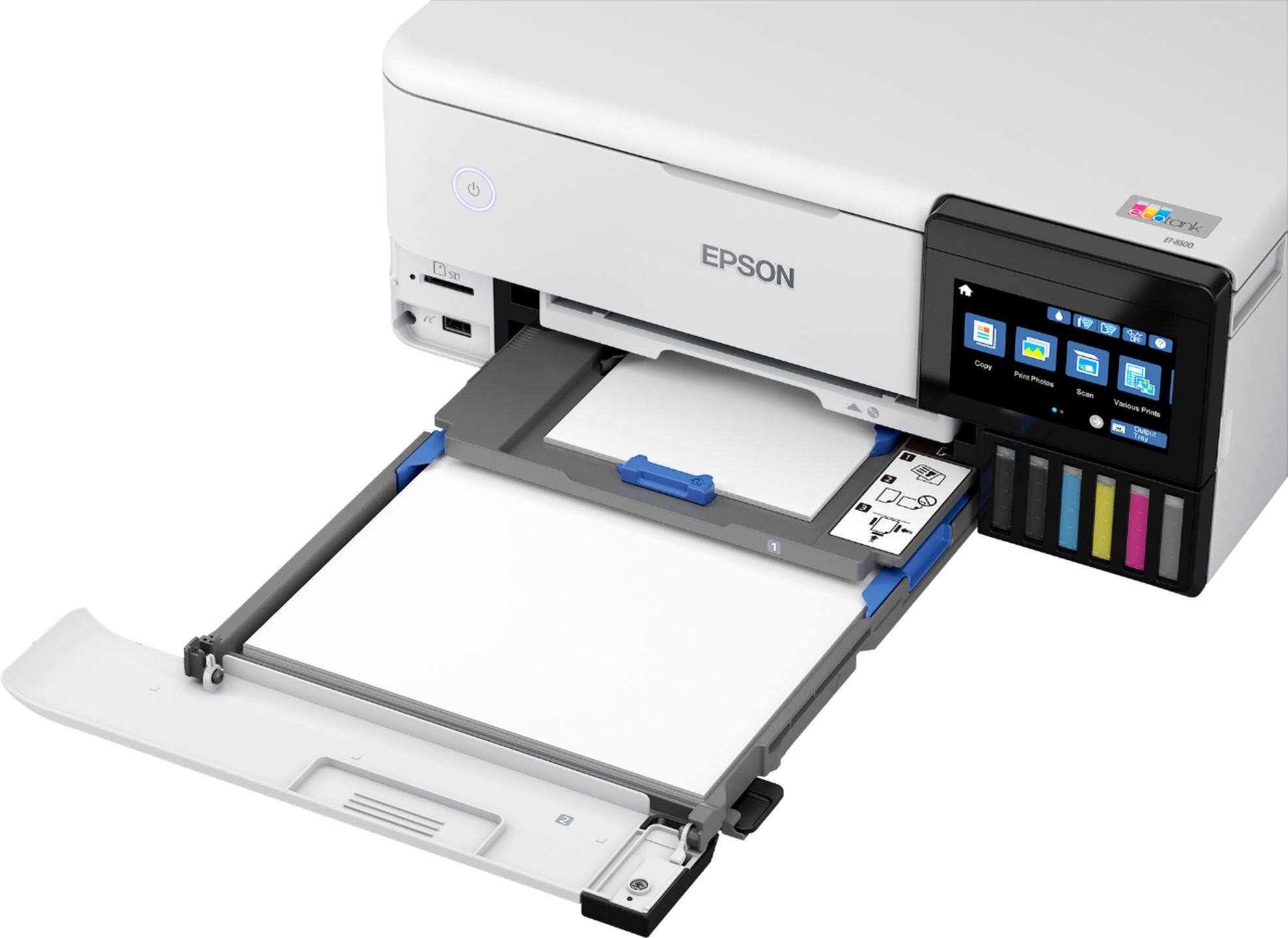 Alt View 22. Epson - EcoTank® Photo ET-8500 Wireless Color All-in-One Supertank Printer - White.