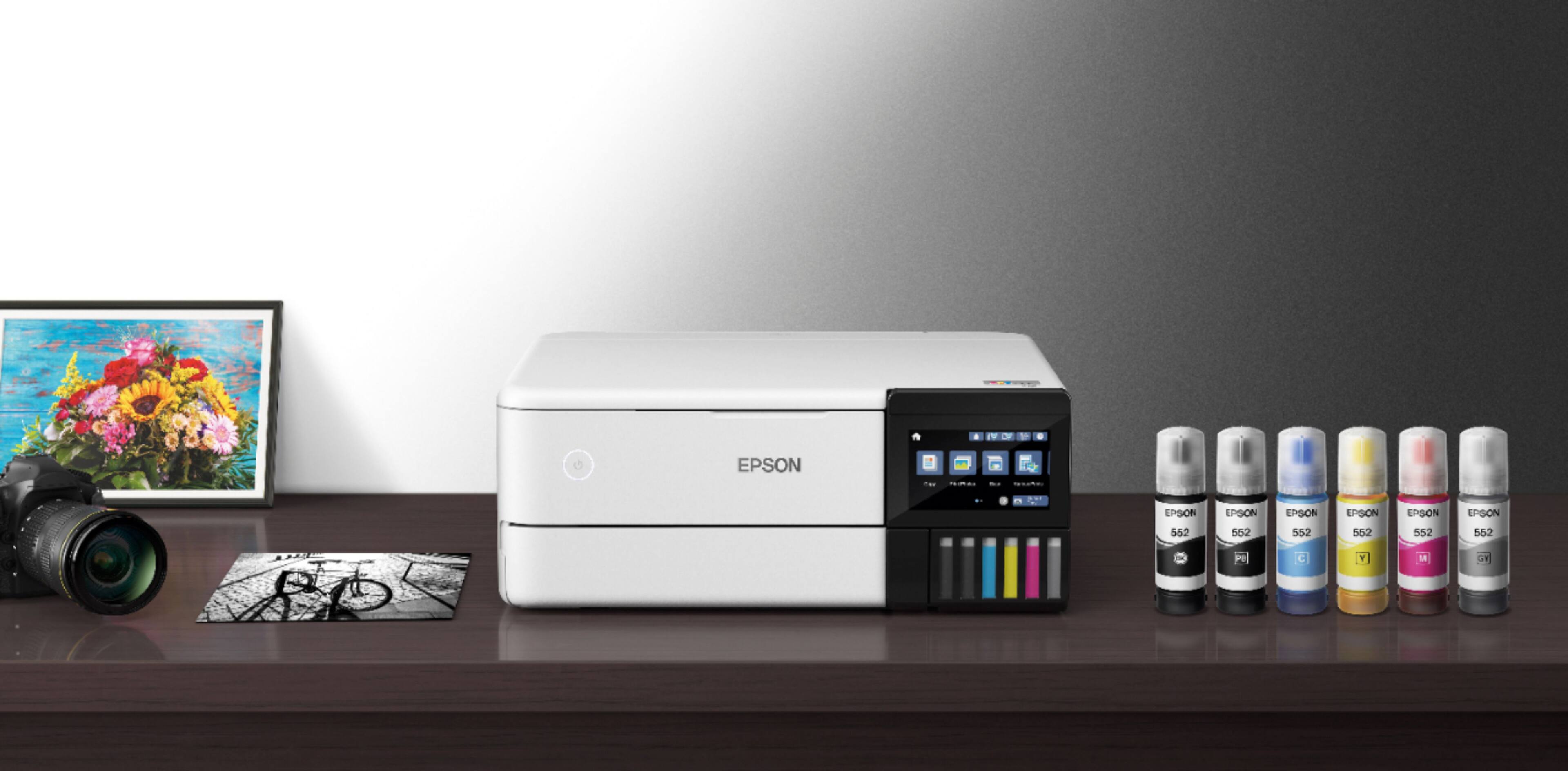 Alt View 33. Epson - EcoTank® Photo ET-8500 Wireless Color All-in-One Supertank Printer - White.