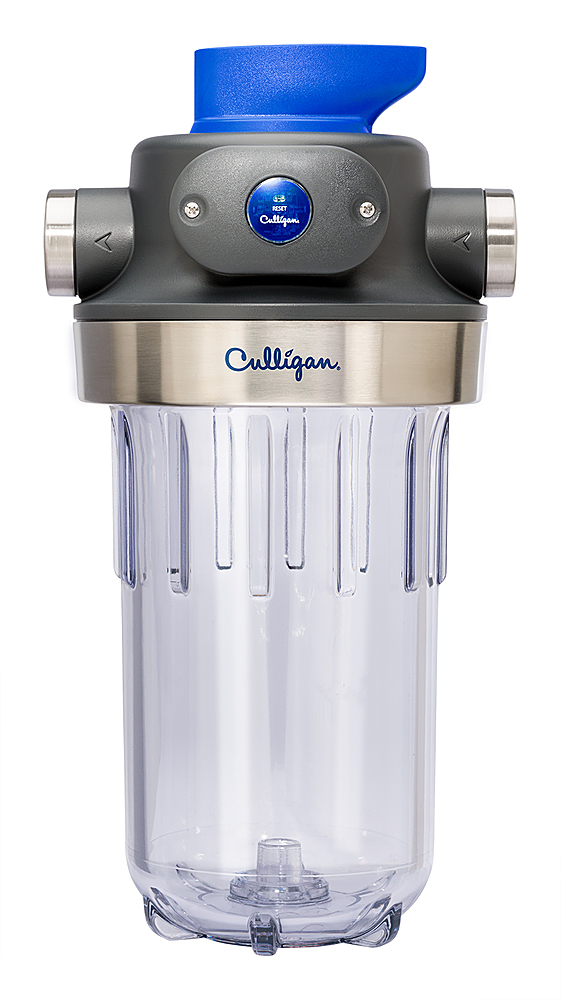  Culligan - WH-HD200-C Heavy-Duty 1&quot; inlet/outlet Whole House Sediment Clear Filter Housing with bypass valve - Blue