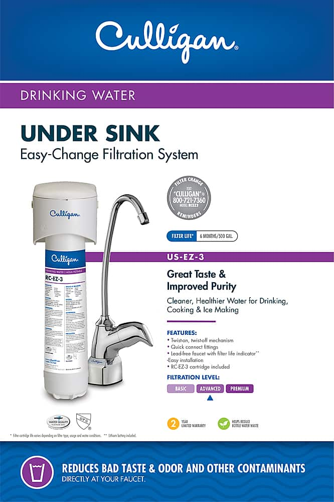 Culligan Advanced US-EZ-3 Under-Sink Drinking Water Filtration System ...