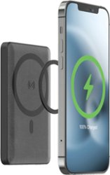 mophie - Snap+ Juice Pack Mini 5,000 mAh Portable Charger with MagSafe Compatibility - Black - Front_Zoom