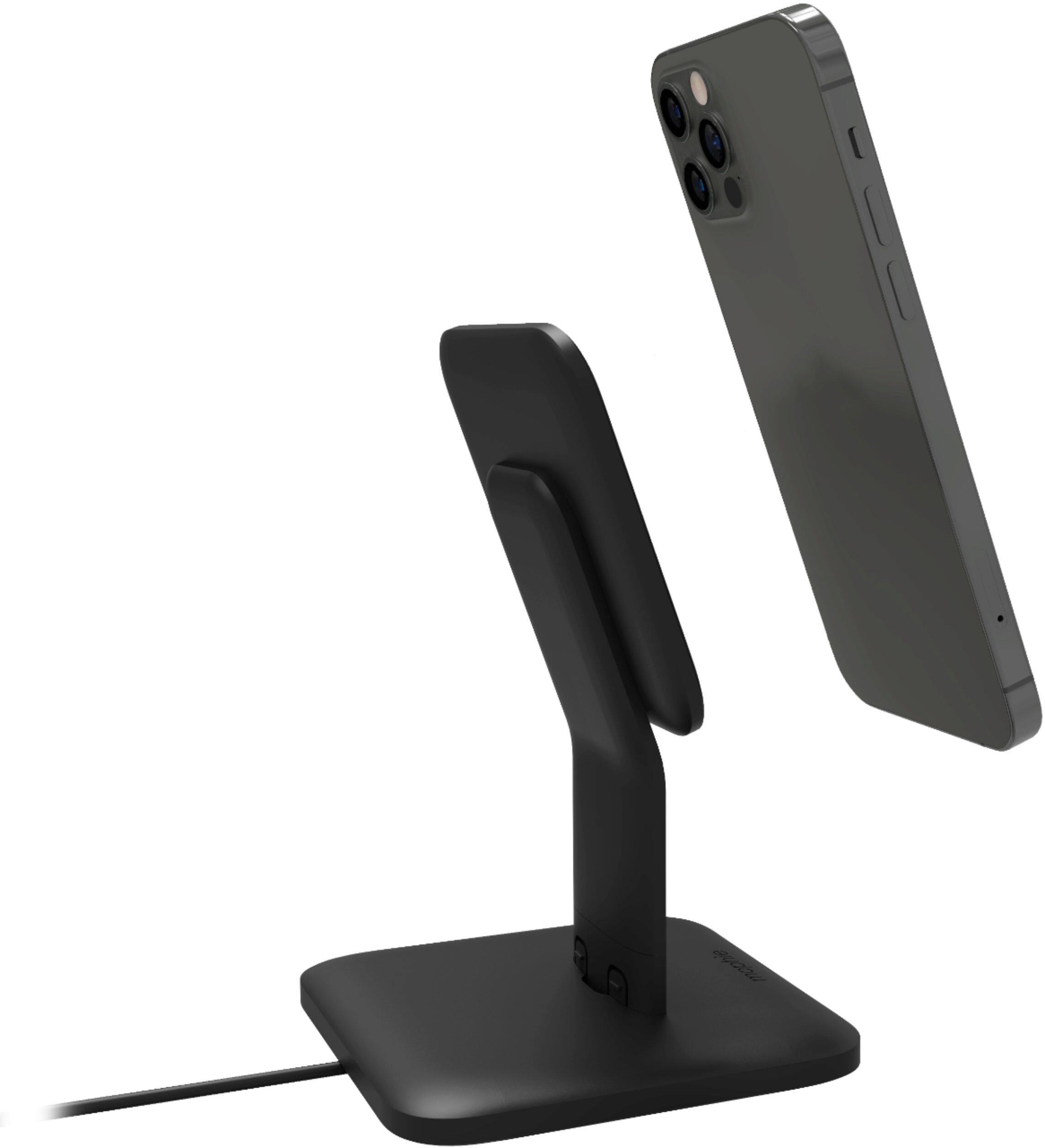 Alt View 14. mophie - Snap+ 15W Fast Charge Wireless Charging Stand with MagSafe Compatibility - Black.