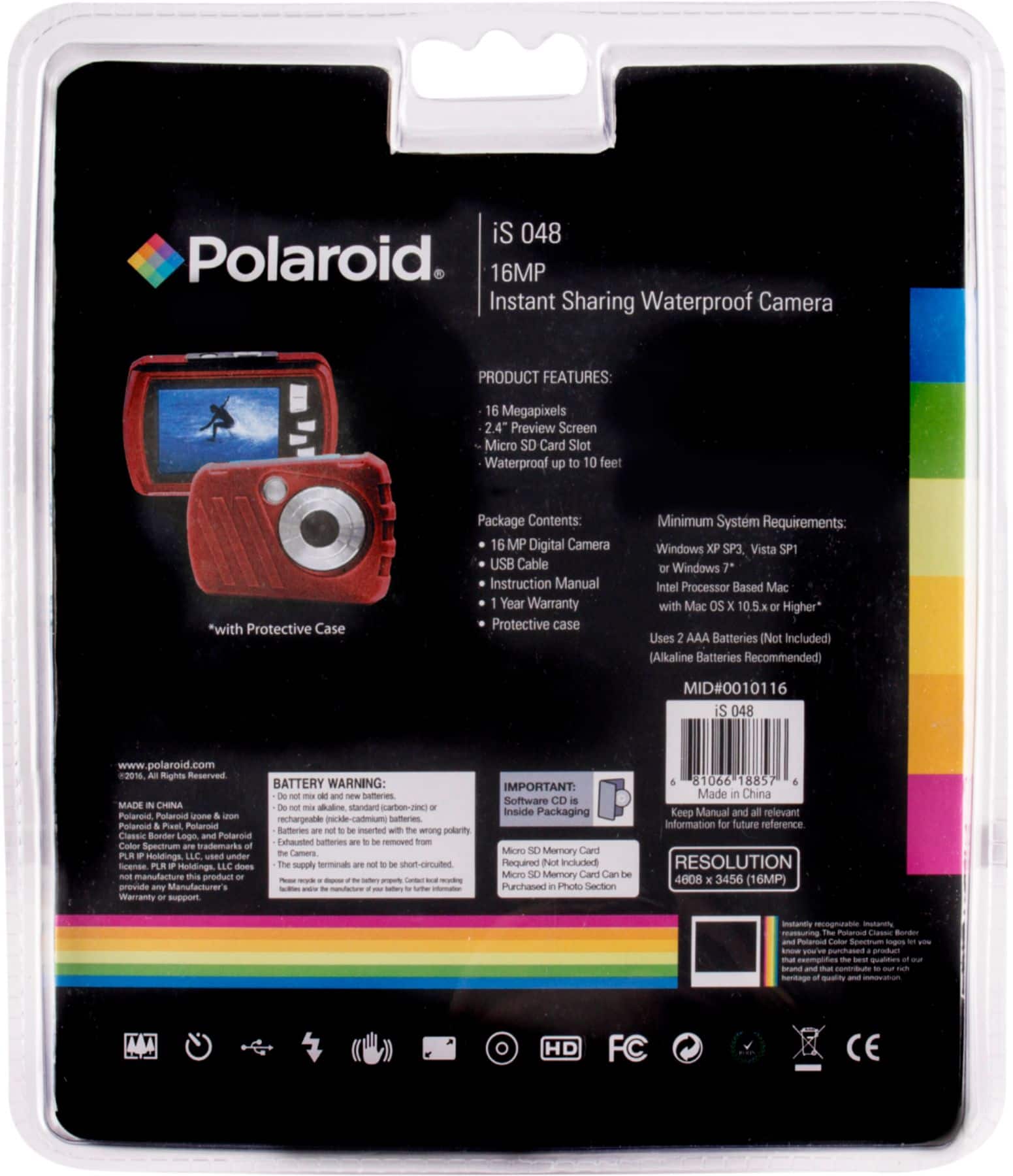 Alt View 16. Polaroid - 16MP Waterproof Digital Camera - Red.