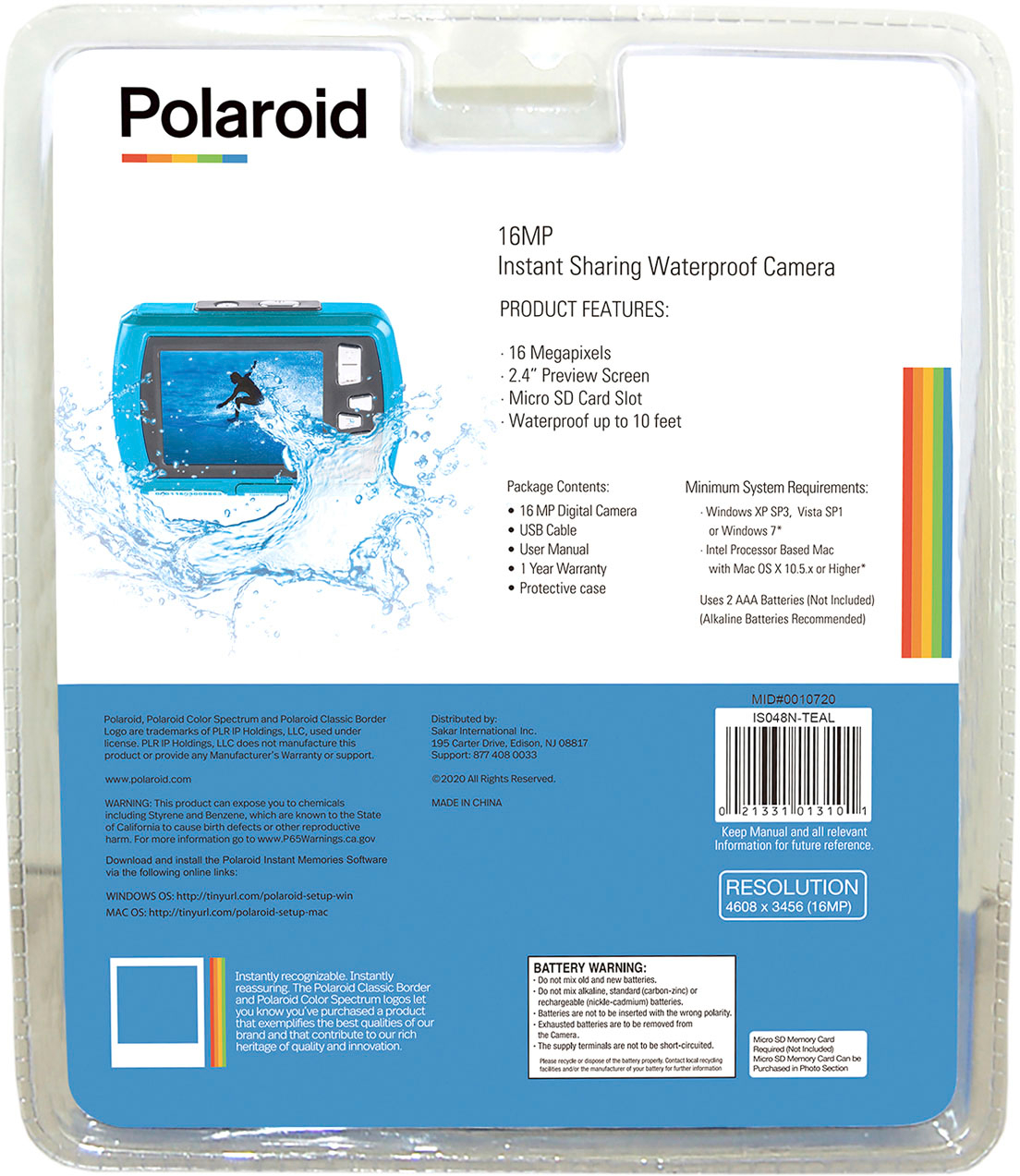 Polaroid 16MP Waterproof Digital Camera Teal IS048-TEAL-STK-4 - Best Buy