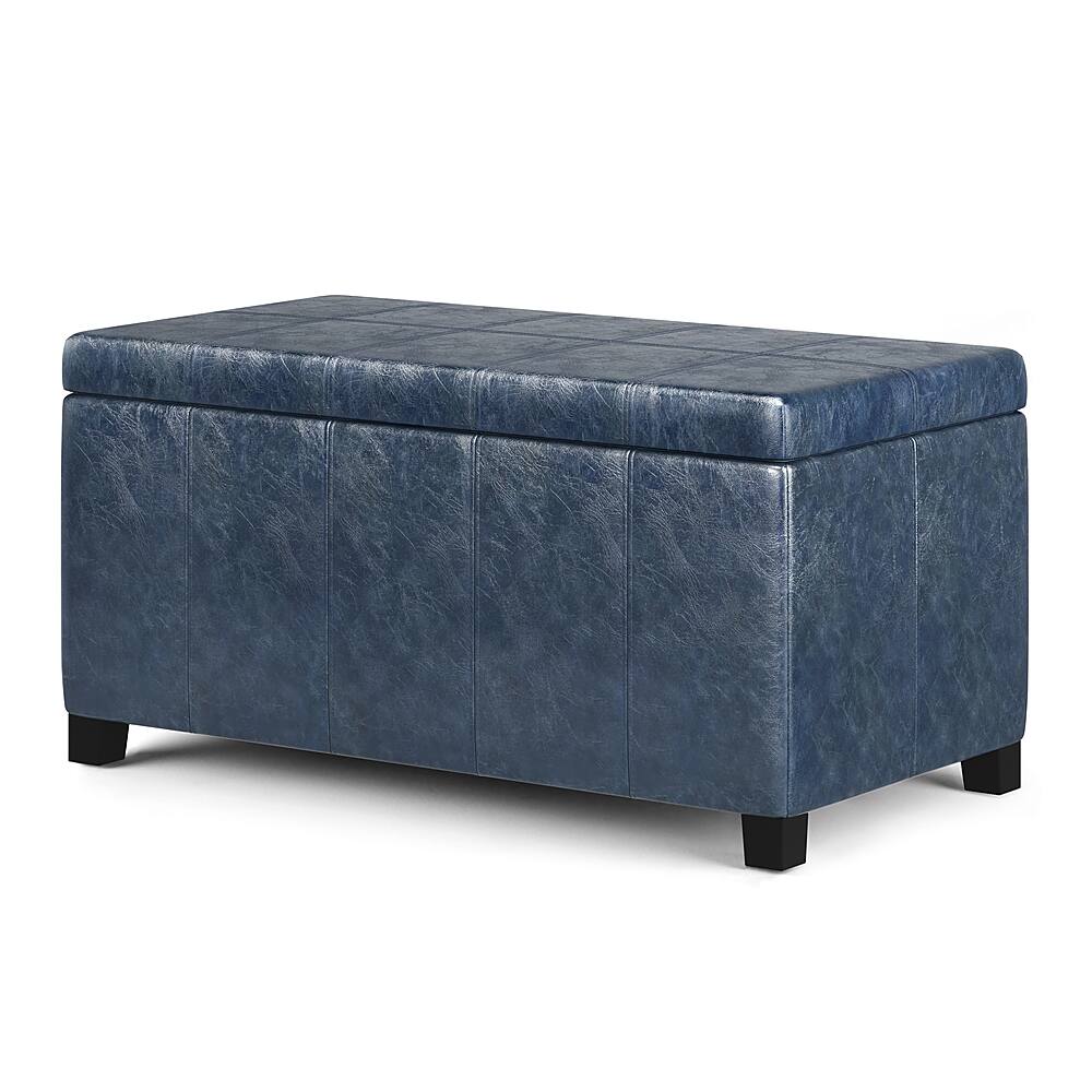 Angle. Simpli Home - Dover Storage Ottoman Bench - Denim Blue.
