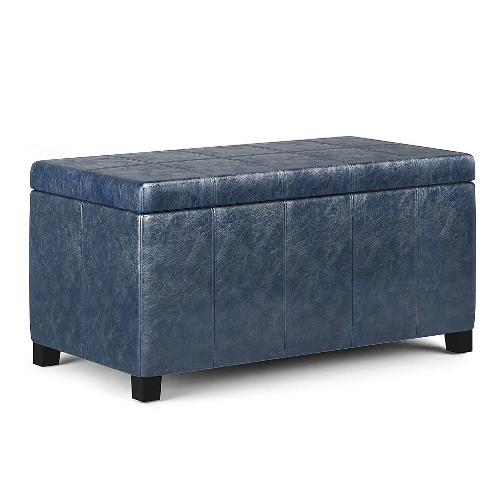 Front. Simpli Home - Dover Storage Ottoman Bench - Denim Blue.