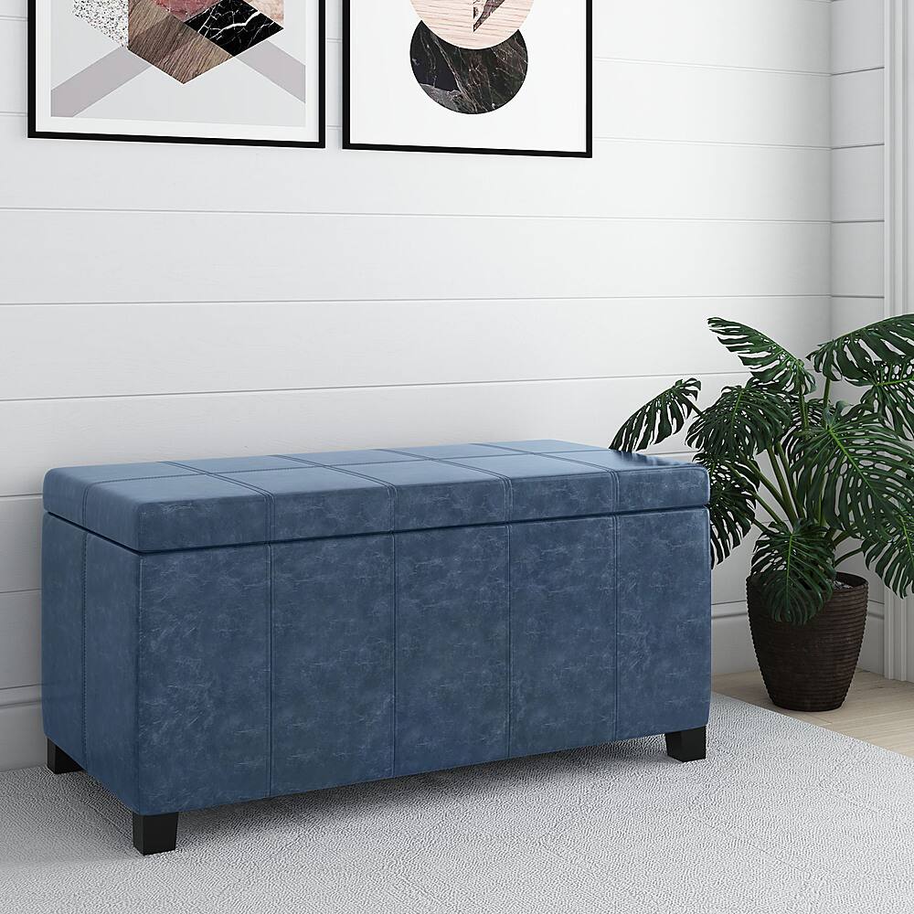 Alt View 11. Simpli Home - Dover Storage Ottoman Bench - Denim Blue.