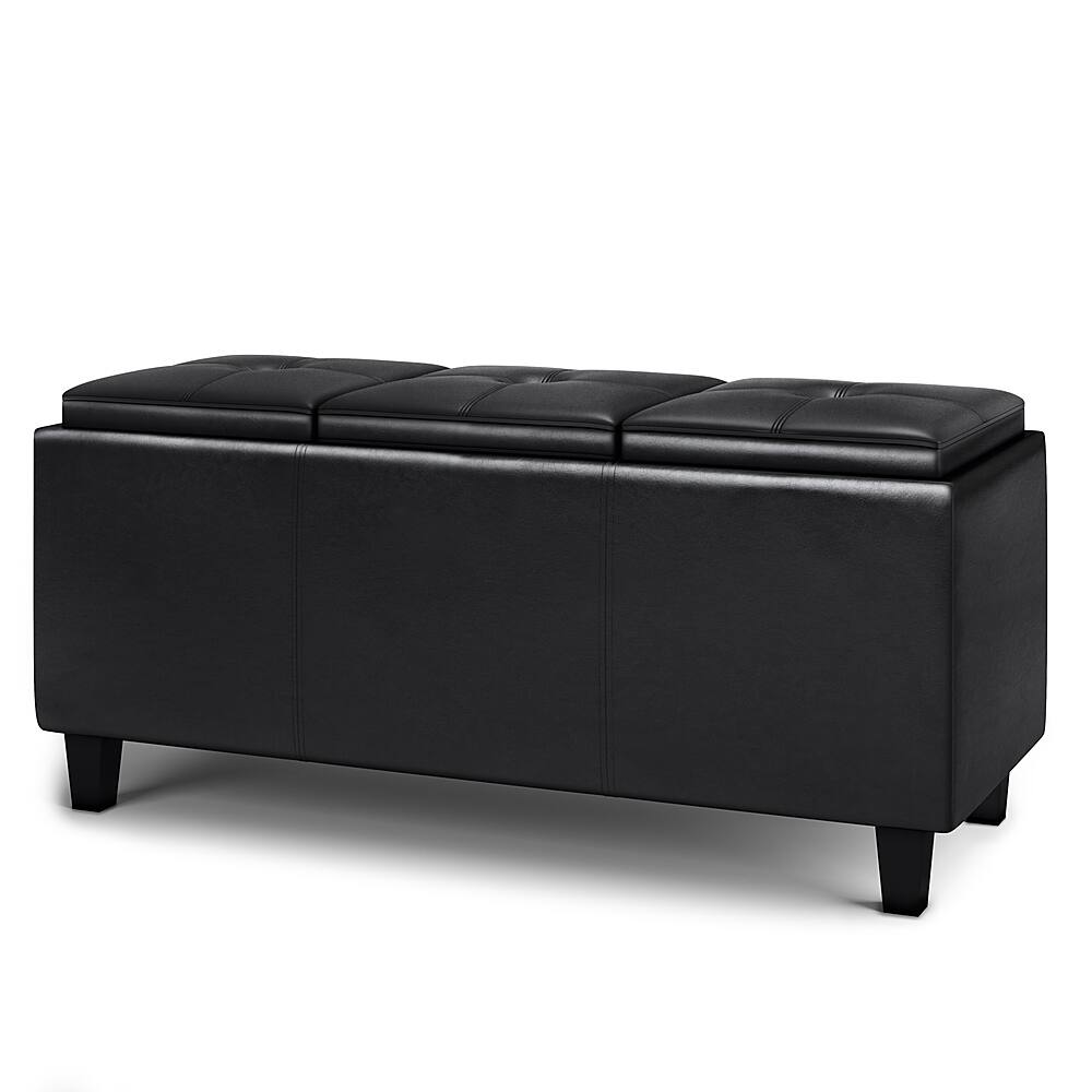 Angle View: Simpli Home - Avalon Tray Storage Ottoman with Lift Up Lids - Midnight Black