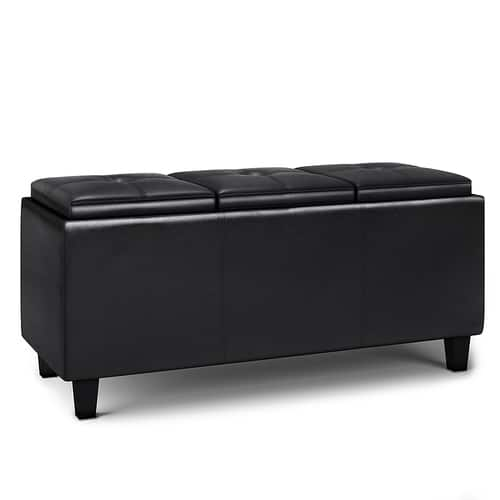 Simpli Home - Avalon Tray Storage Ottoman with Lift Up Lids - Midnight Black