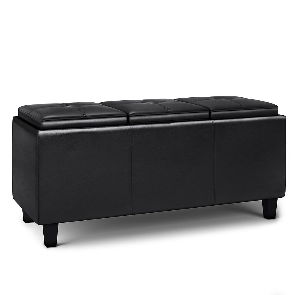 Front. Simpli Home - Avalon Tray Storage Ottoman with Lift Up Lids - Midnight Black.