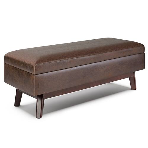 Simpli Home - Owen Rectangular Storage Ottoman - Distressed Chestnut Brown