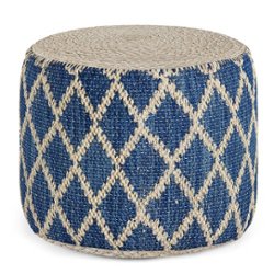 Simpli Home - Edgeley Round Pouf - Classic Blue, Natural - Front_Zoom