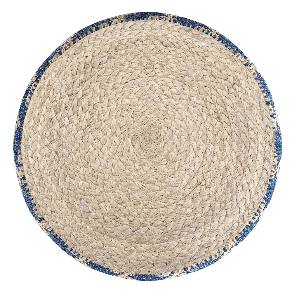 Alt View 13. Simpli Home - Edgeley Round Pouf - Classic Blue, Natural.