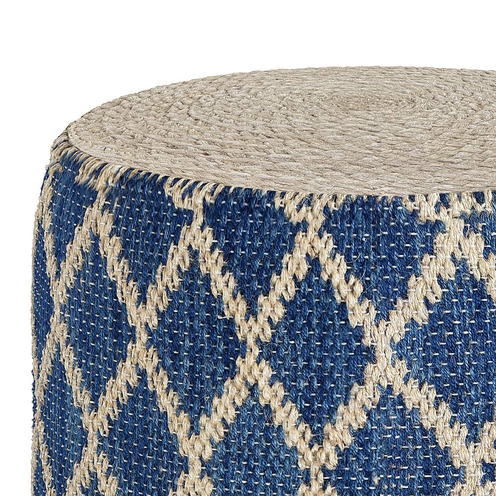 Alt View 14. Simpli Home - Edgeley Round Pouf - Classic Blue, Natural.