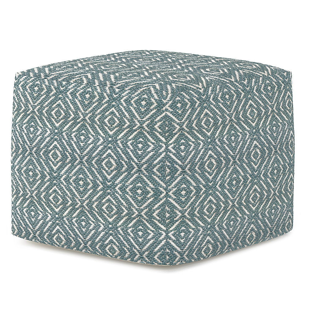 Angle View: Simpli Home - Graham Square Pouf - Patterned Teal and Natural