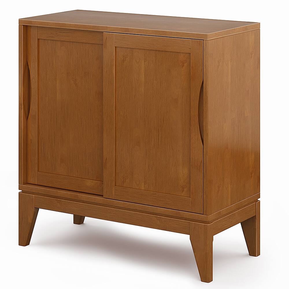 Angle. Simpli Home - Harper Low Storage Cabinet - Teak Brown.