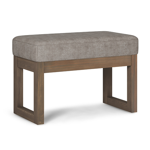 Simpli Home - Milltown Footstool Small Ottoman Bench - Distressed Grey Taupe