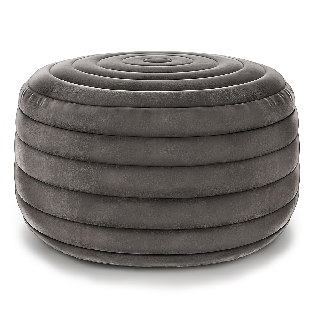 Angle View: Simpli Home - Vivienne Round Pouf - Grey