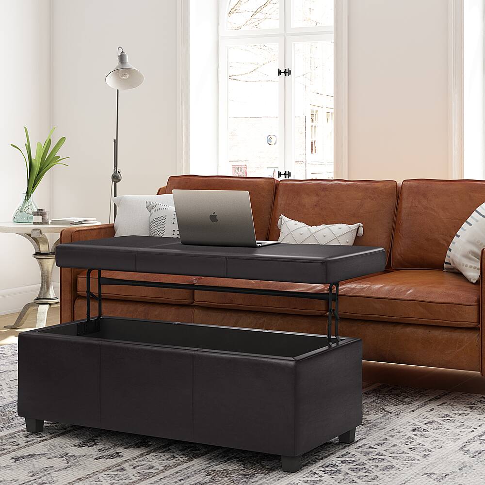 Alt View 11. Simpli Home - Avalon Lift Top Rectangular Storage Ottoman - Tanners Brown.