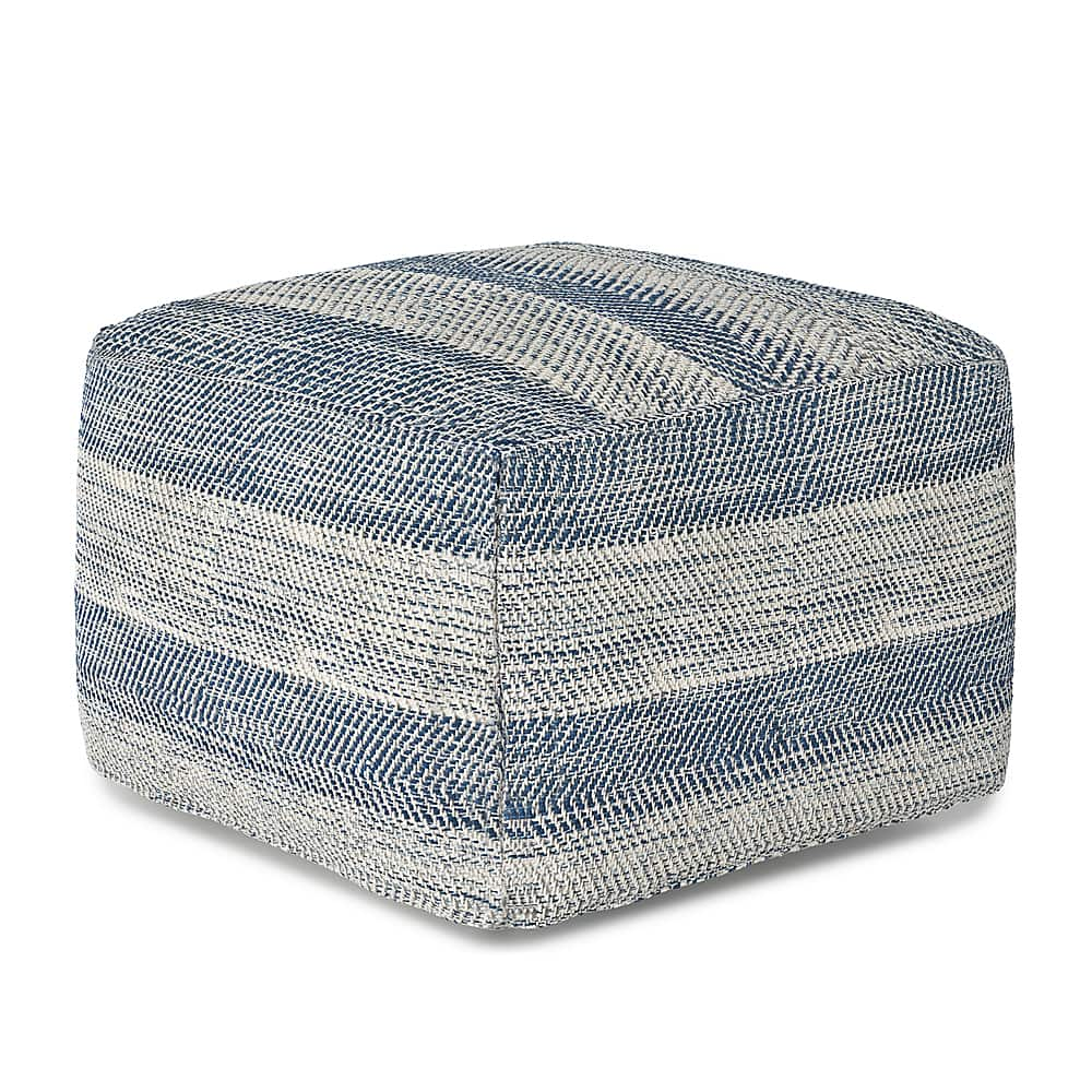 Angle View: Simpli Home - Clay Square Pouf - Patterened Teal Melange