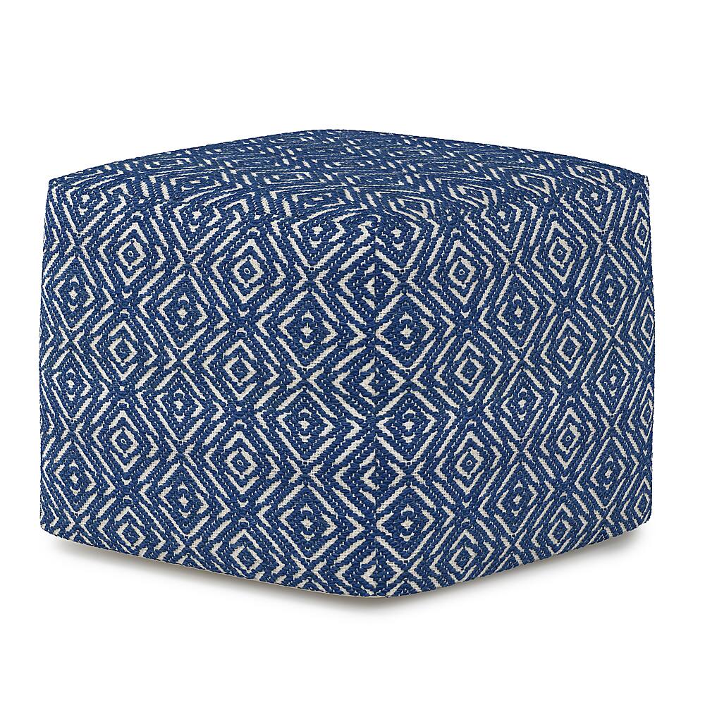 Angle View: Simpli Home - Graham Square Pouf - Patterened Blue and Natural