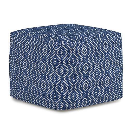 Simpli Home - Graham Square Pouf - Patterened Blue and Natural