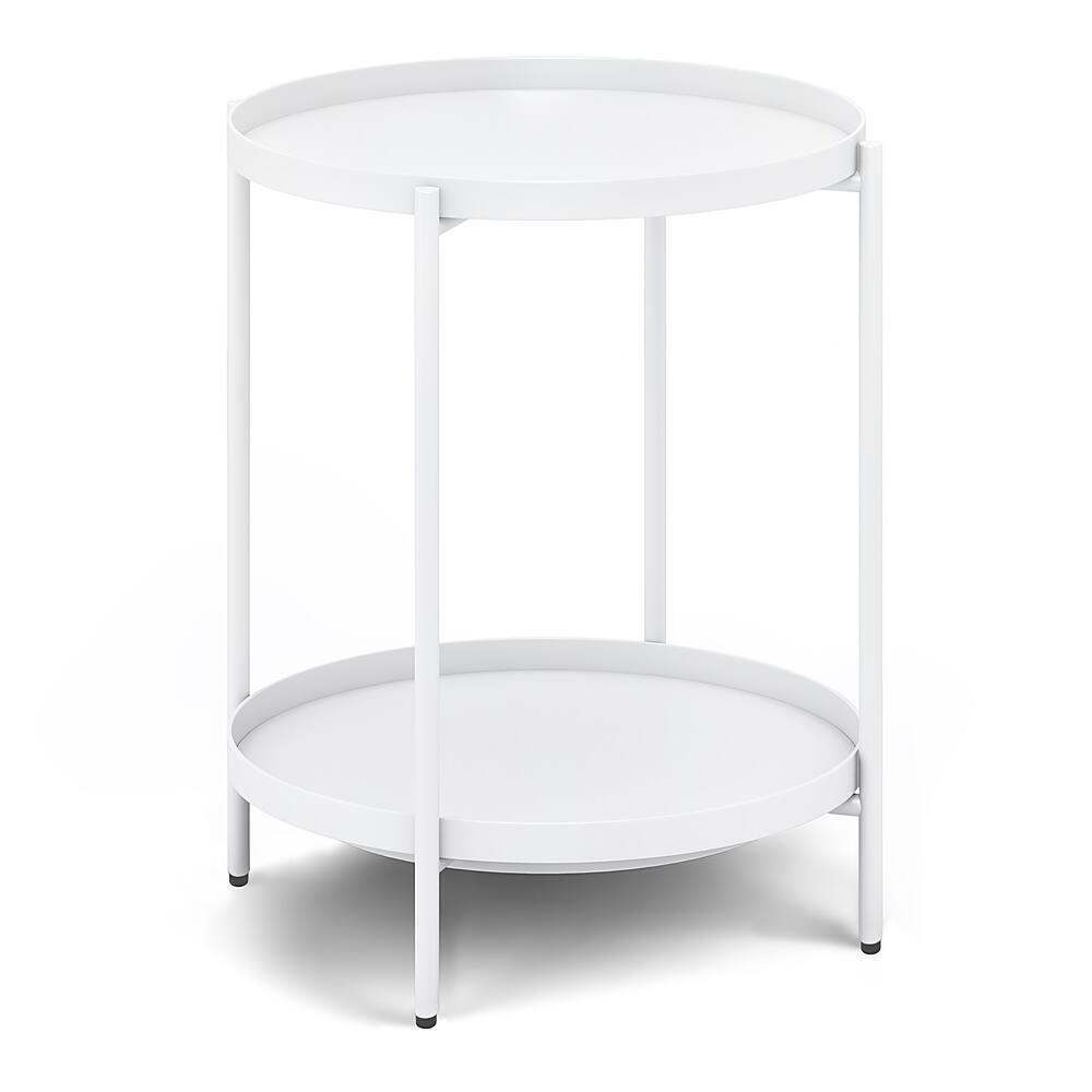 Front. Simpli Home - Monet Industrial 17 inch Wide Metal Metal End Table in White - White.