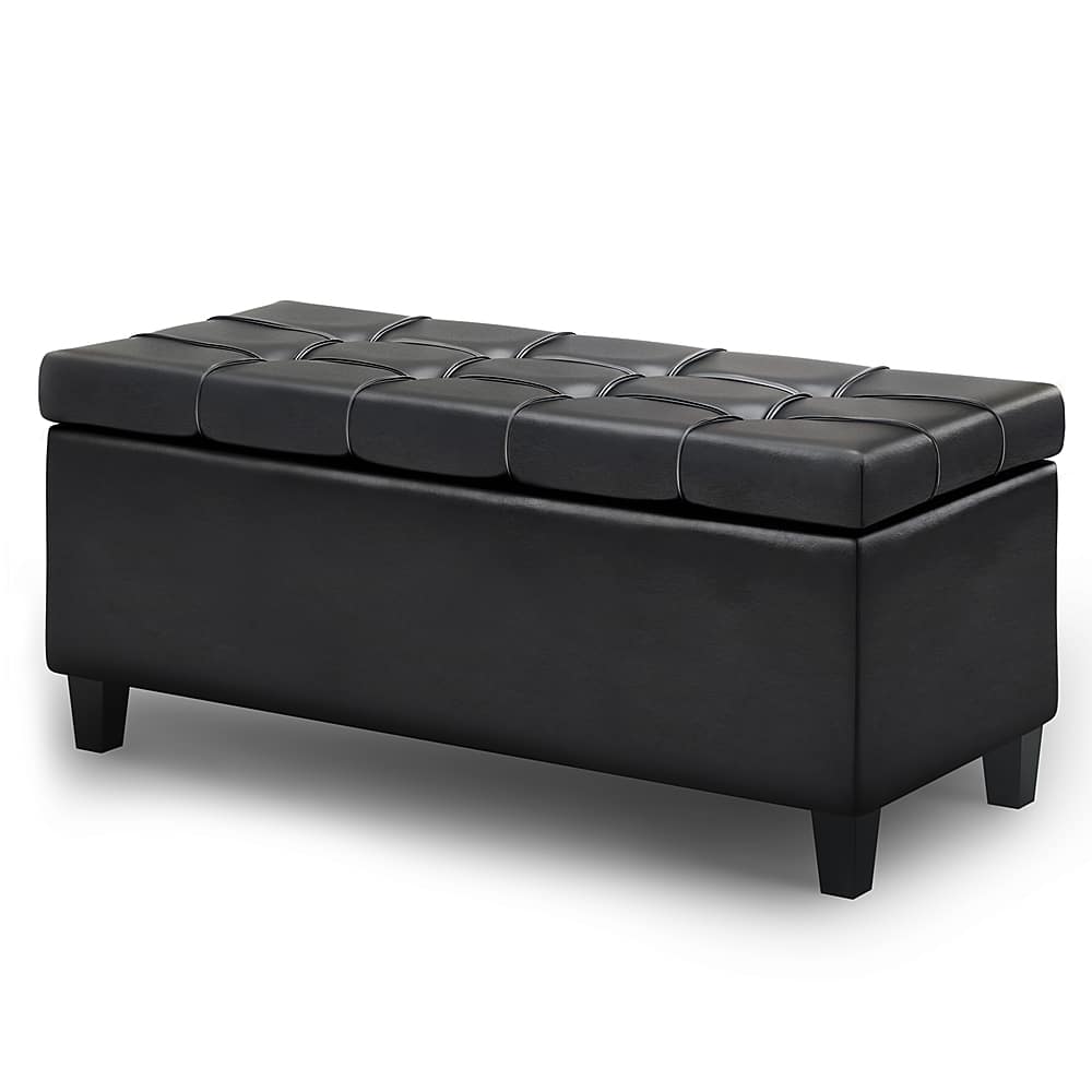 Angle View: Simpli Home - Harrison Lift Top Rectangular Storage Ottoman - Midnight Black