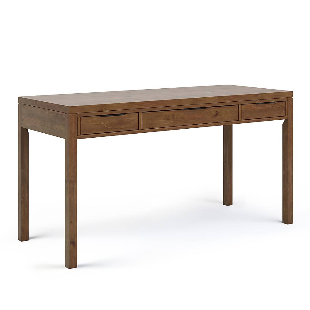Front. Simpli Home - Hollander SOLID WOOD Contemporary 60 inch Wide Desk in Medium Saddle Brown - Medium Saddle Brown.